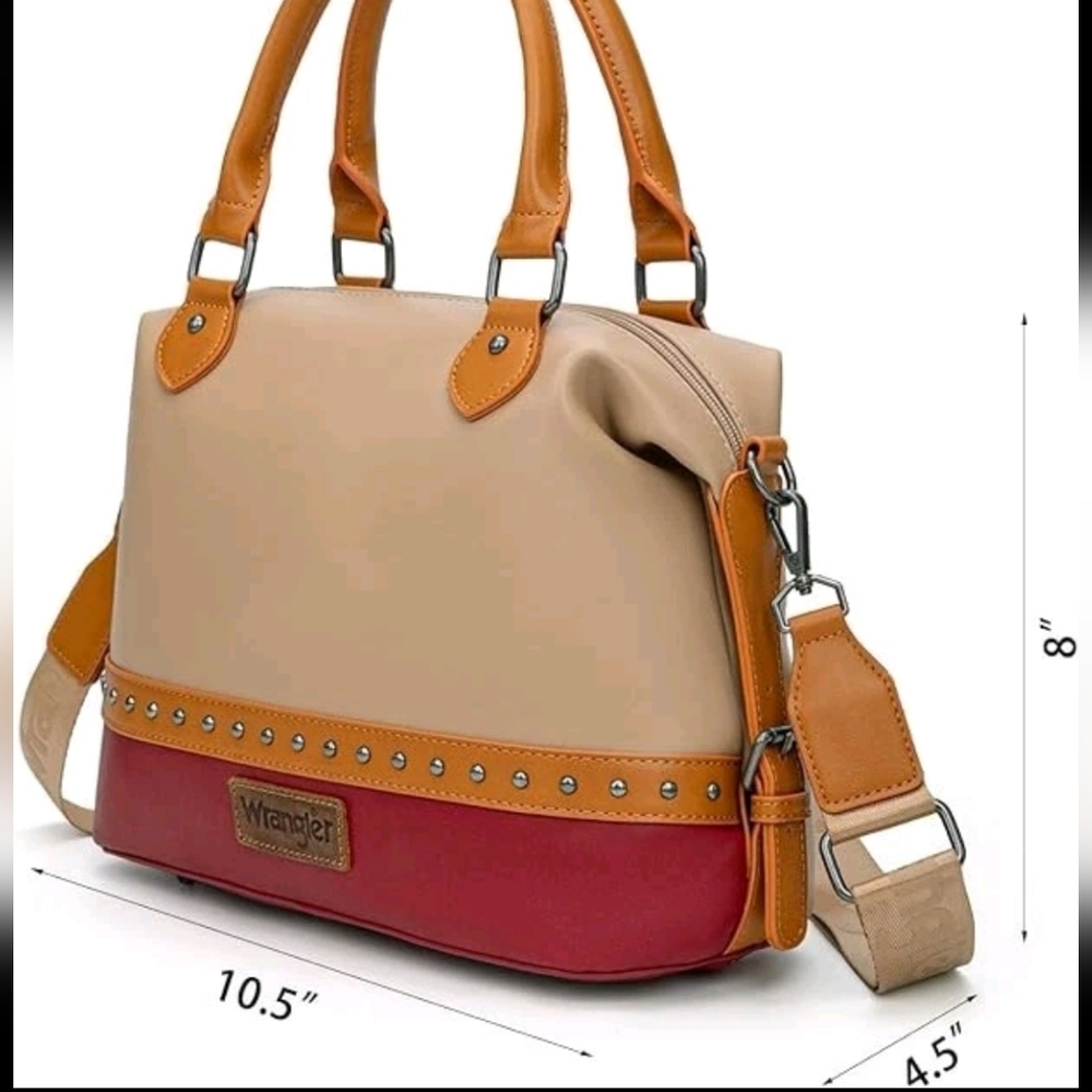 Wrangler Montana West Store Wrangler Tow-tone Satchel  Medium Tote Bag and  Cros - Picture 7 of 9